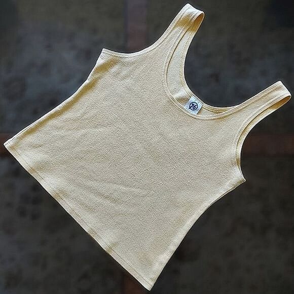 Vtg butter yellow wide strap scoop neck tank top - Picture 4 of 12